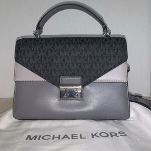 Michael Kors Sloan Small Top Handle/Crossbody Bag Dark/light  Grey Preppy